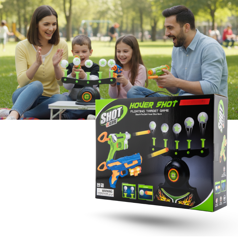Jeu de tir Ticoze avec balles flottantes lumineuses bleues, arme jouet pour enfants, gadgets amusants avec lumière tamisée.
