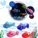 Peixe nadador interativo da marca Time For J para brinquedos de banho, com cores vibrantes e design de coral flamboyant.