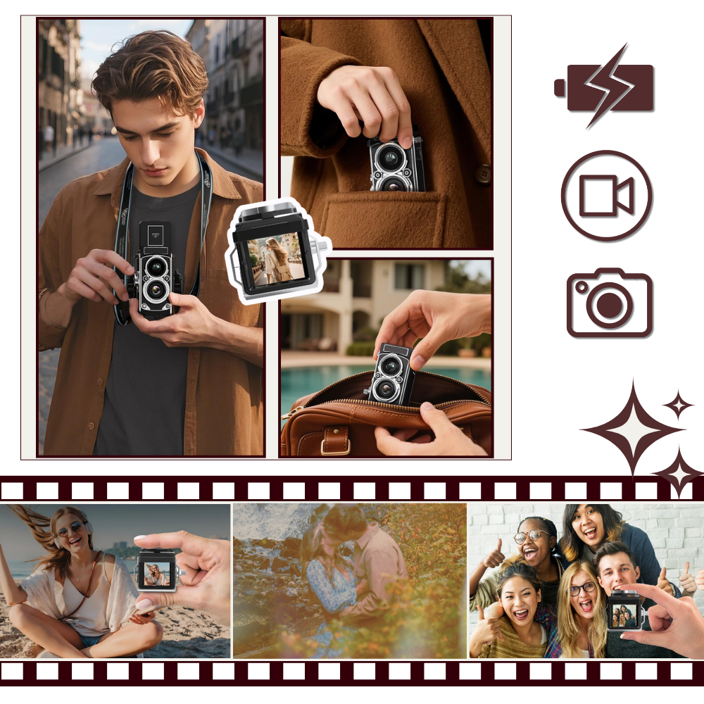 Câmera digital TLR vintage Vito, aparelho fotográfico portátil com design clássico e criativo, ideal para fotografia retrô.