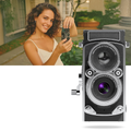Câmera digital TLR vintage Vito, aparelho fotográfico digital com design clássico e estilo retrô, foco na lente e corpo da câmera