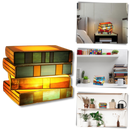Lâmpada Leaqu com design de livros empilhados, iluminação elegante e moderna para decoração de ambientes.