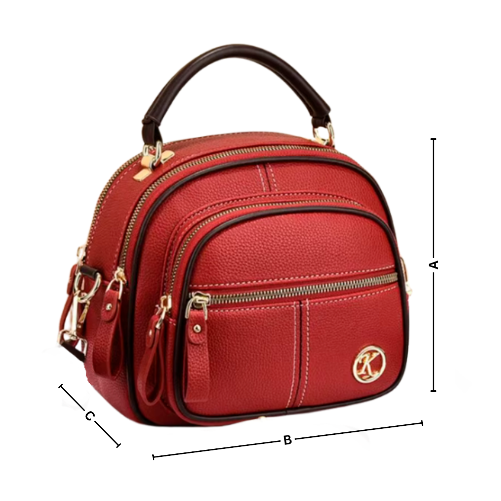 Bolsa transversal vegana da Latico, acessório elegante para bolsas e carteiras, em design atemporal com dimensões visíveis.