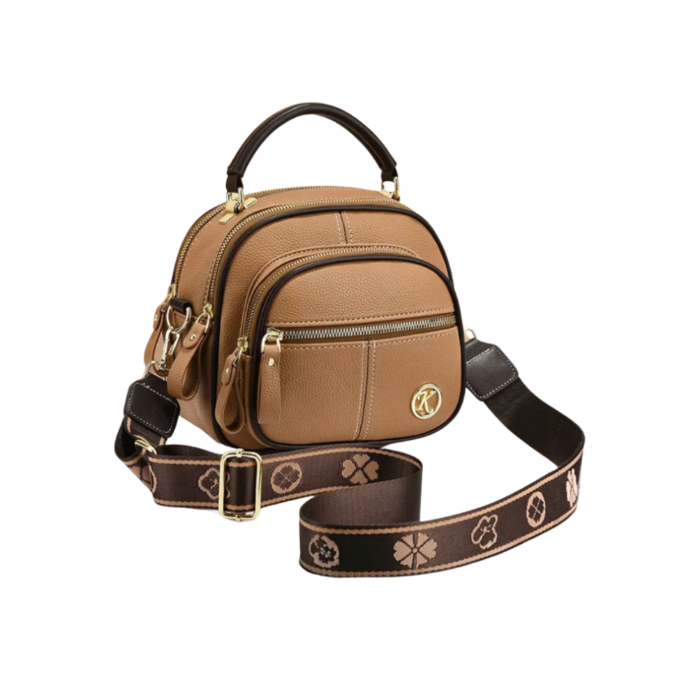 Bolsa tiracolo vegana da Latico em tom cáqui, acessório elegante para bolsas de mão e carteiras, com acabamento resistente.