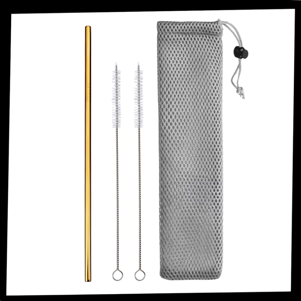 Paille réutilisable en acier inoxydable de la marque Tocoles, articles de fête, avec deux formes droites et courbées en argent
