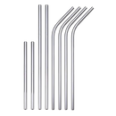 Paille réutilisable en acier inoxydable pour articles de fête, de couleur argent, avec courbes et droites, par Tocoles.