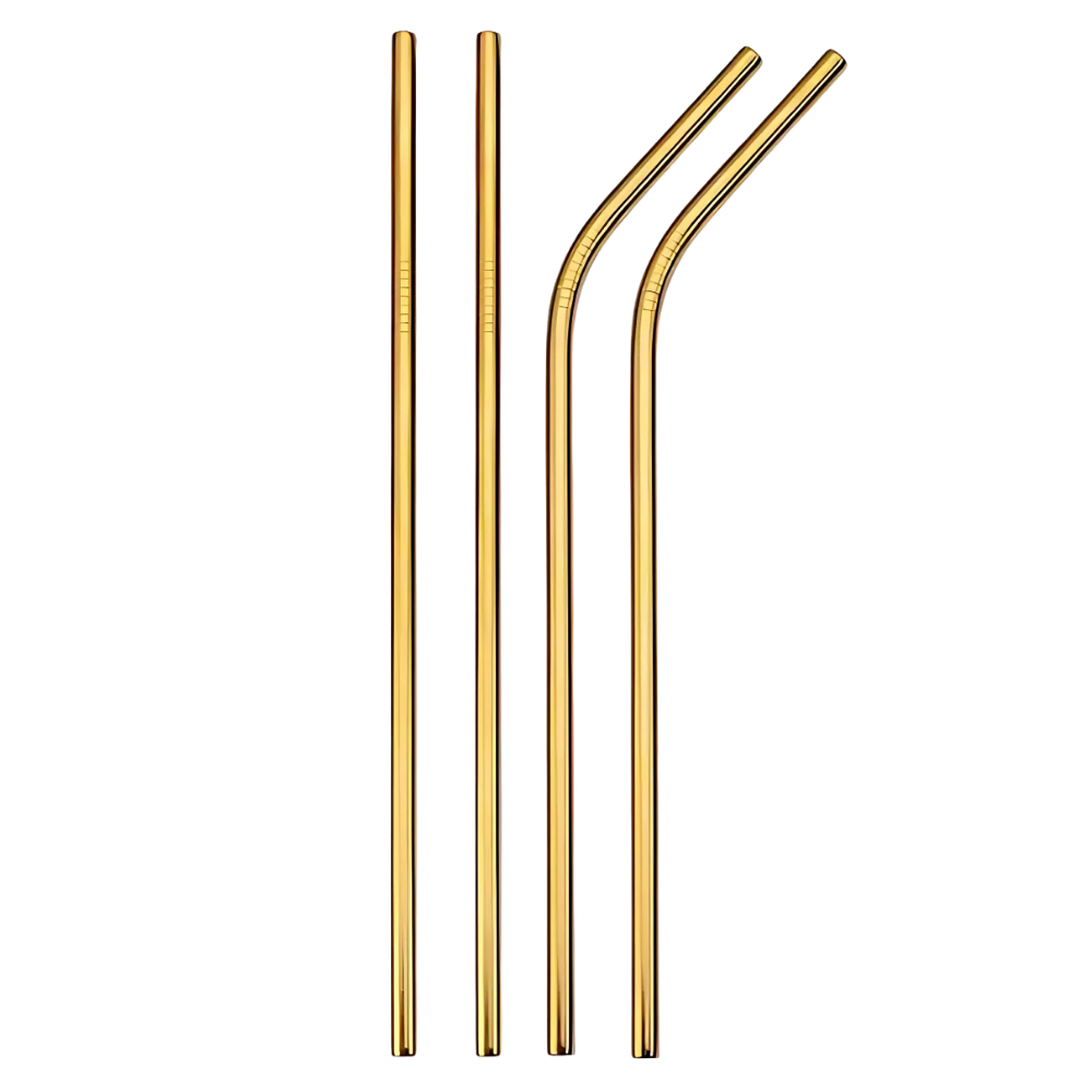 Paille réutilisable en acier inoxydable pour articles de fête, avec design argenté et courbé, de la marque Tocoles.
