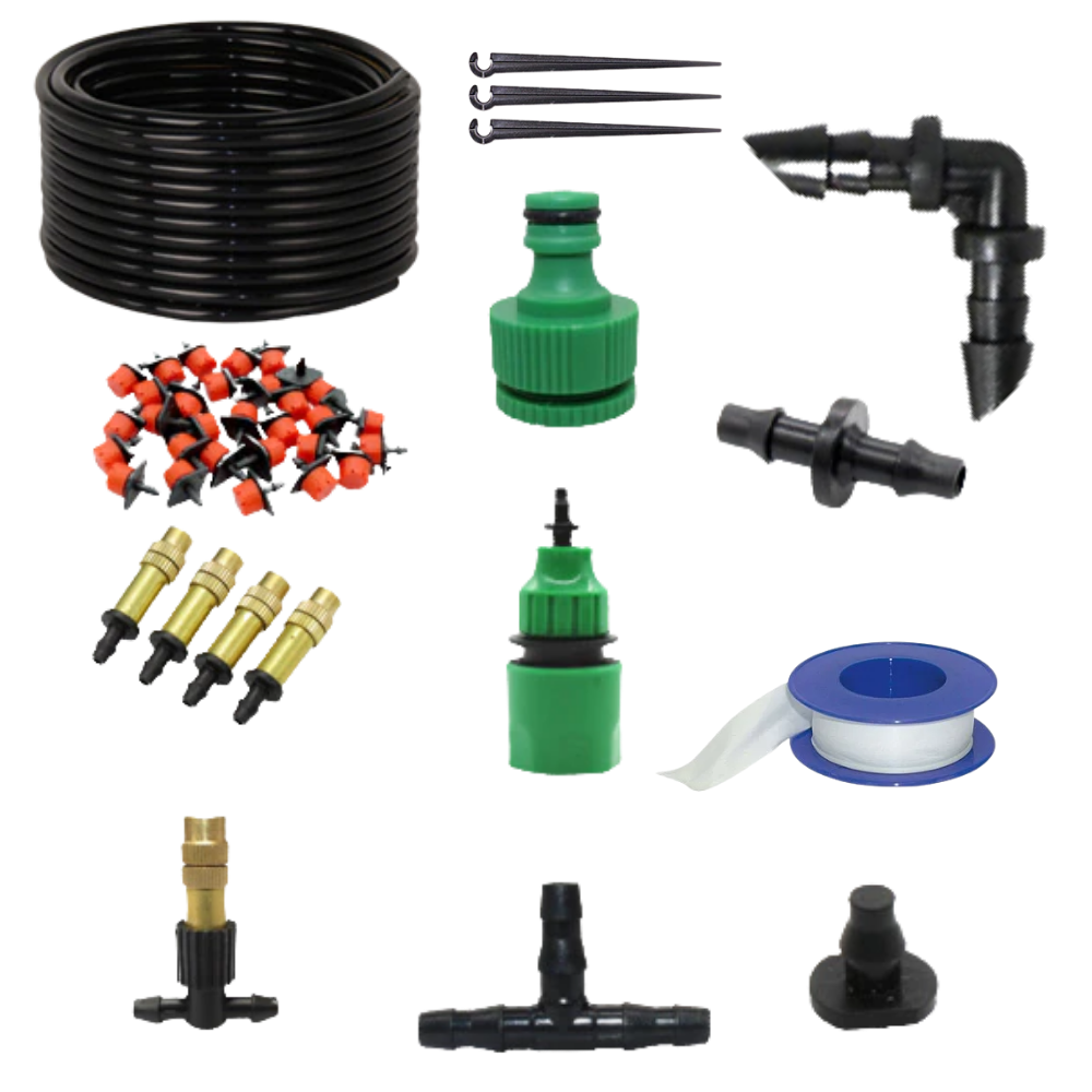 Kit de irrigação para jardim Tomfoto com mangueira de 5 metros, ideal para sistemas de irrigação e irrigação de jardins.