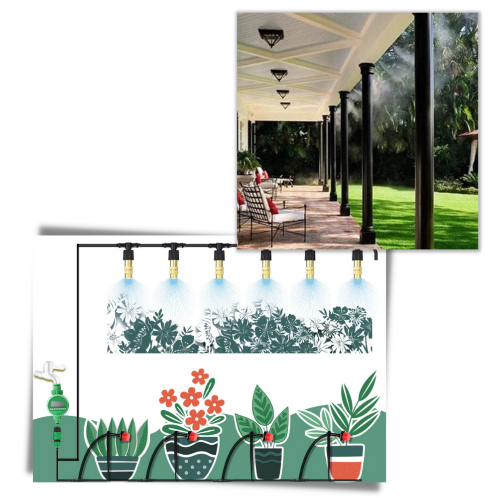 Kit de irrigação para jardim Tomfoto, sistema de irrigação com mangueira de 5 metros para irrigação eficiente.