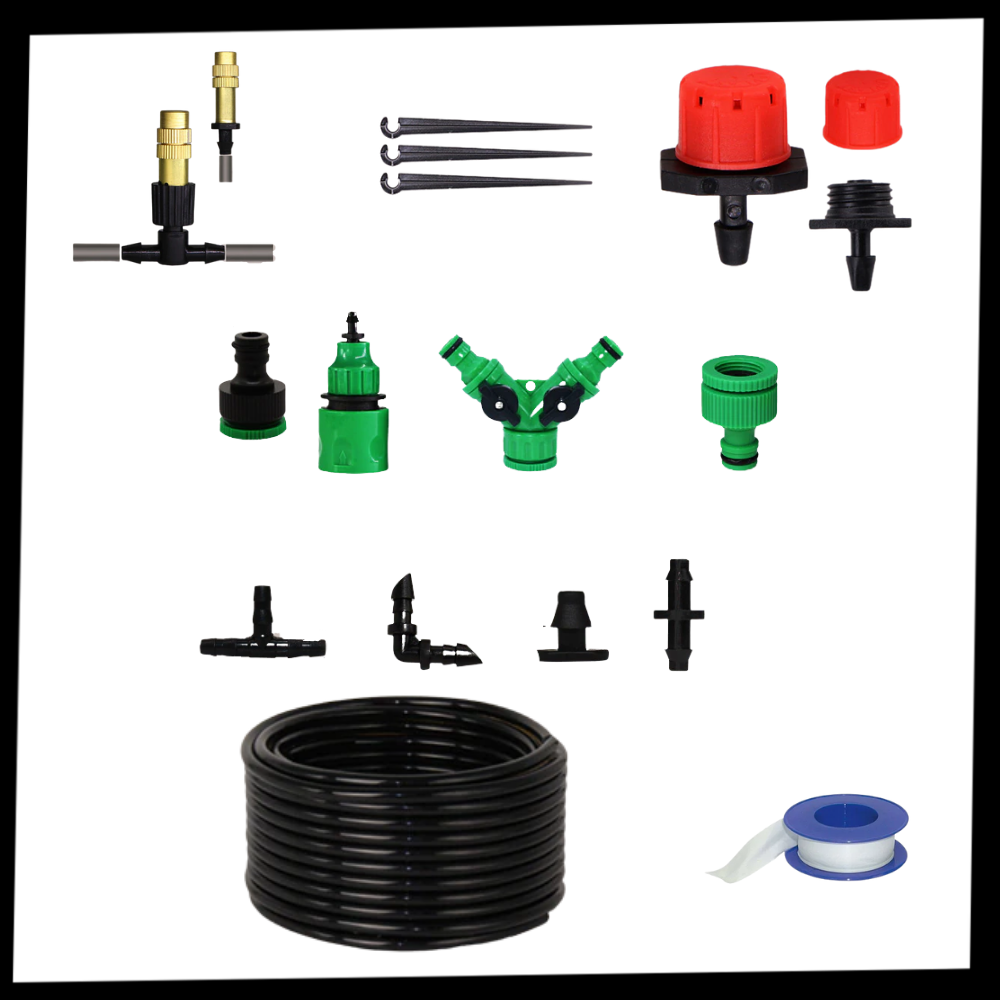 Kit de irrigação para jardim Tomfoto, sistema de irrigação e irrigação com mangueira de 5 metros, ideal para jardinagem.