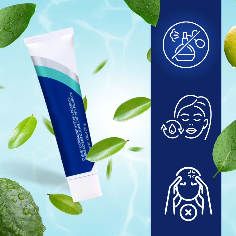Creme renovadora ao retinol da Tommy Hilfiger, cosméticos, embalagem com tubo branco e detalhes dourados.