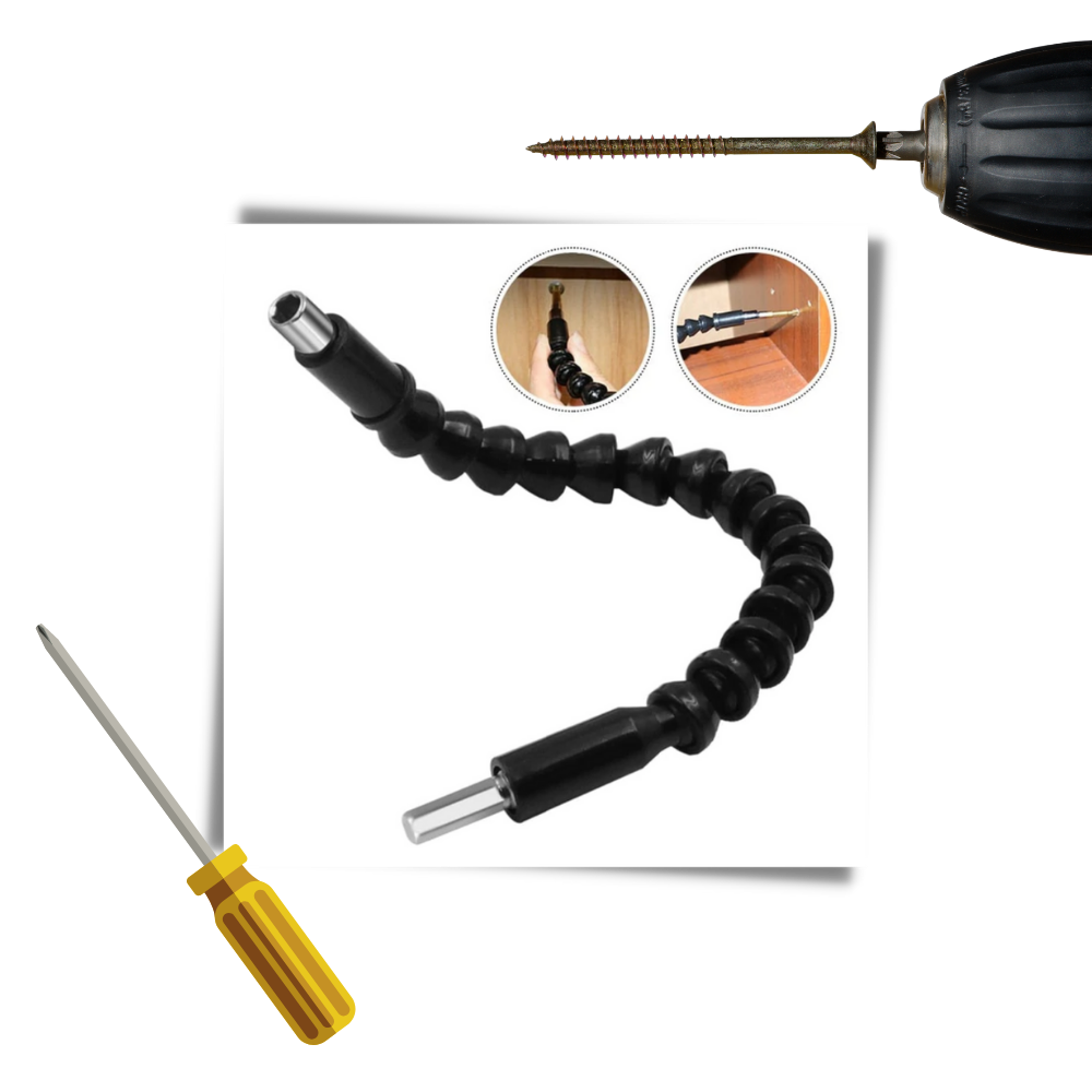 Porta-foret flexível Tomshine para perceuse elétrica, acessório de 195 mm para facilitar perfurações em locais difíceis.
