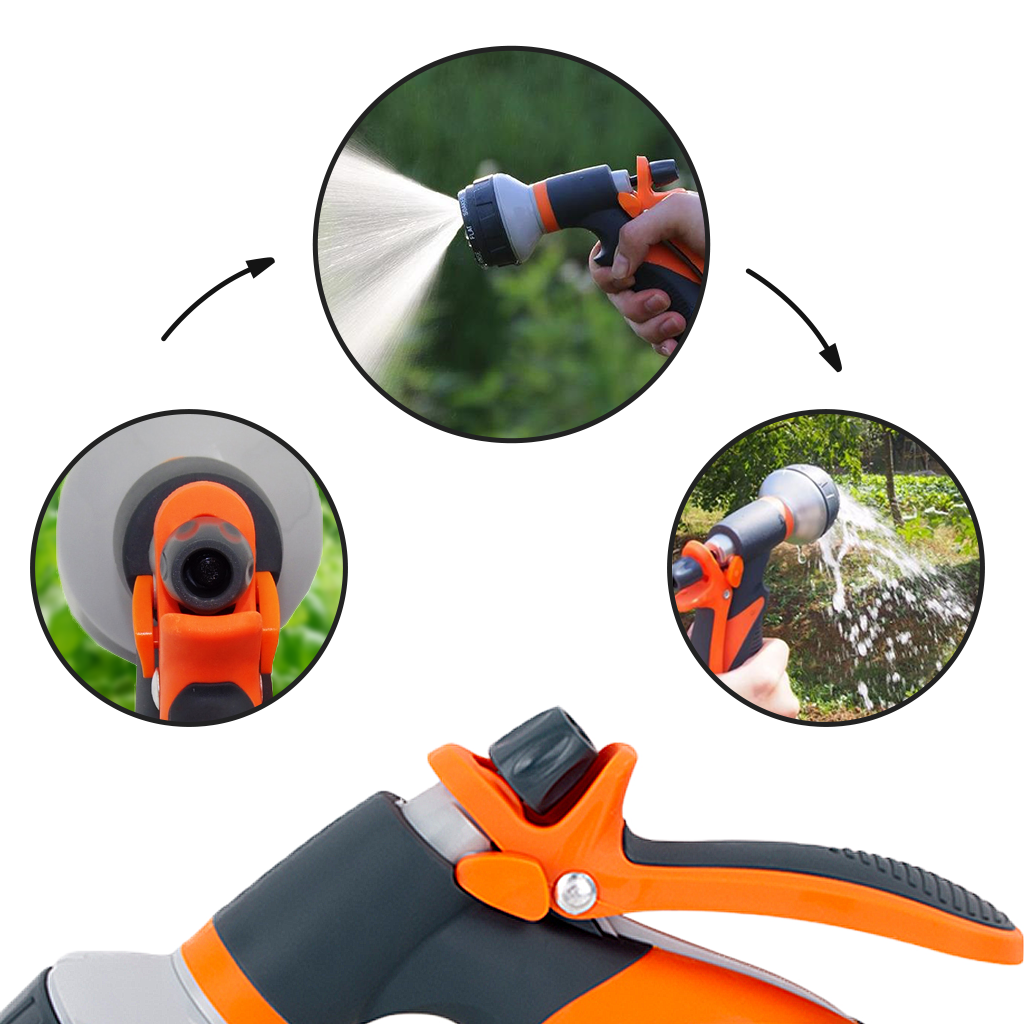 Pistolet de jardin Tomshoo, universal, 8 modos de irrigação, para irrigação e jardinagem ao ar livre.