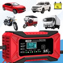 Carregador de bateria inteligente 12V da Tomshoo para veículos, com cabos e indicadores de carga, ideal para manutenção de carros.