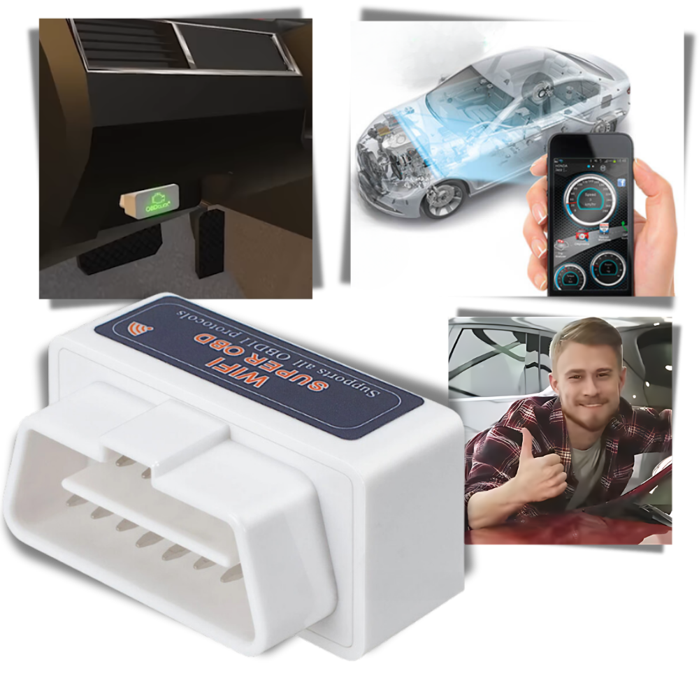 Ferramenta de diagnóstico em tempo real da Tomtop para manutenção e decoração de veículos, preta, com display digital.