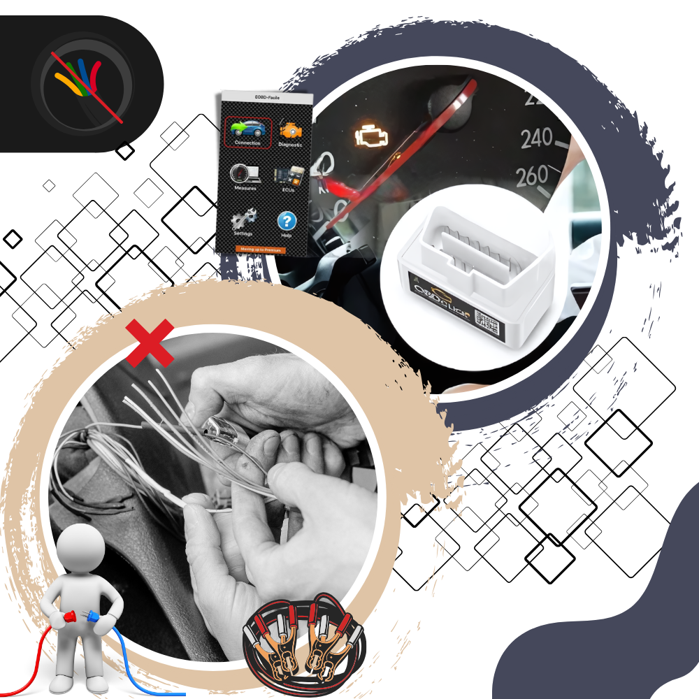 Ferramenta de diagnóstico em tempo real da Tomtop para manutenção e decoração de veículos, com corpo preto e display digital