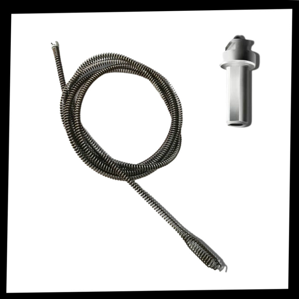 Produto químico Tongina para limpeza de canalizações, inclui ferramenta elétrica para desobstrução eficiente.