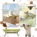 Cama de gato sem ferramenta e perchoir de janela da Mewoofun, com almofada macia e suporte para descanso confortável.