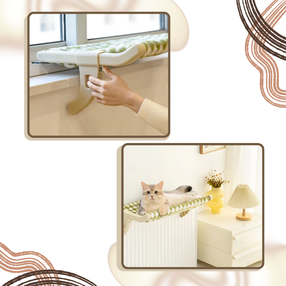 Cama de gato e perchoir de janela sem ferramentas da Mewoofun, confortável e fácil de instalar para o bem-estar do seu gato.