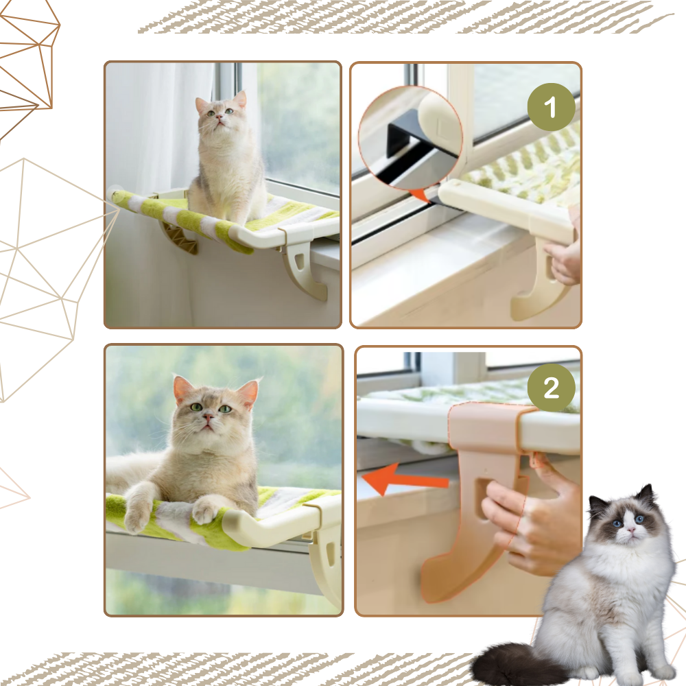 Cama para gatos e perchoir de janela Mewoofun, acessório sem ferramentas, confortável e fácil de instalar para o bem-estar do seu gato.