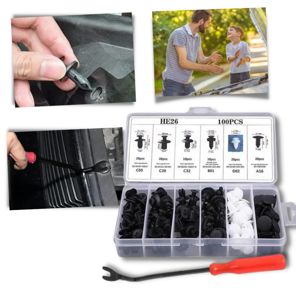 Kit de 100 clips pour panneau de porte de voiture Tools, pièces détachées automobiles et motos, outils pour réparation.