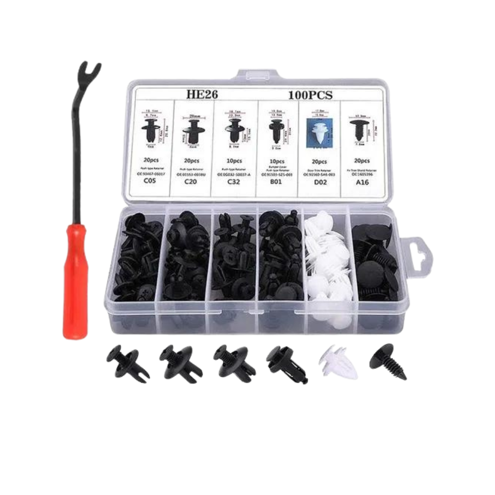 Kit de 100 clips auto Tools para painel de porta de carro, peças de reposição para automóveis e motos.