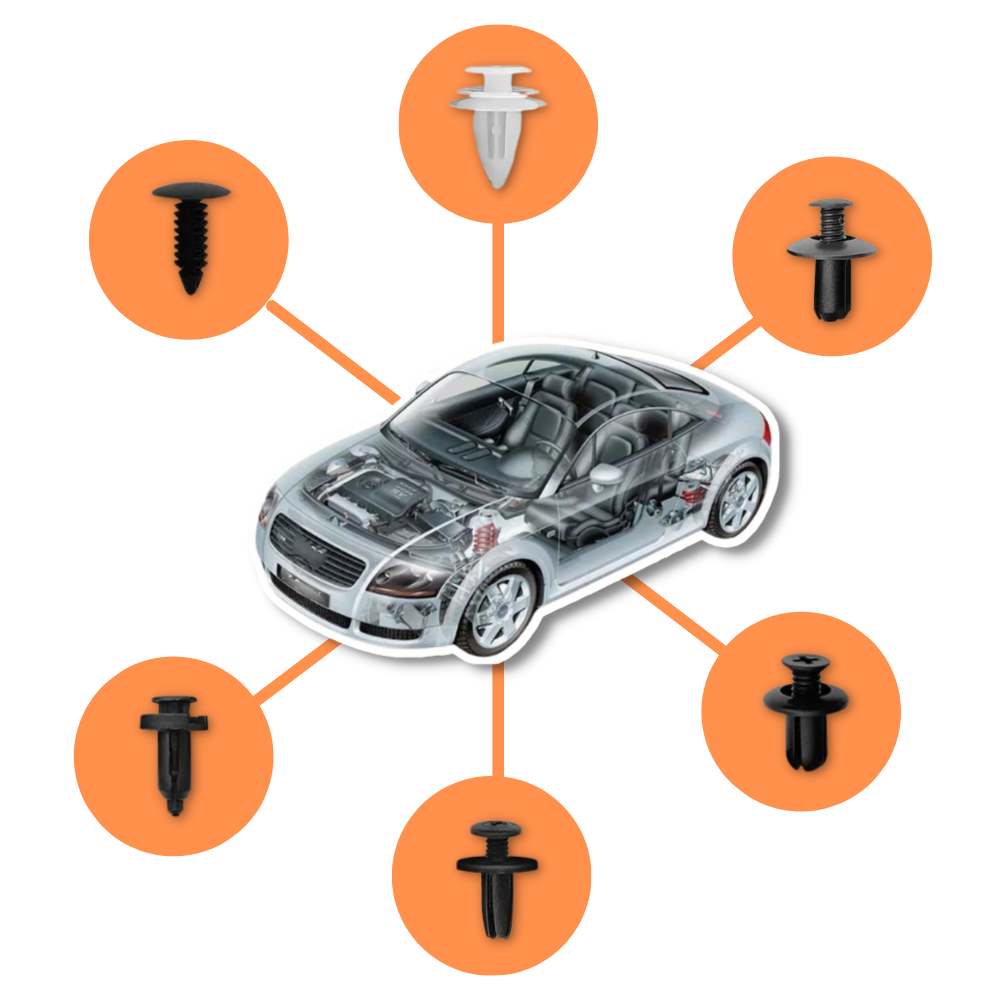 Kit de 100 clips Tools para painel de porta de carro, peças automotivas e motos, com ferramenta para instalação fácil.