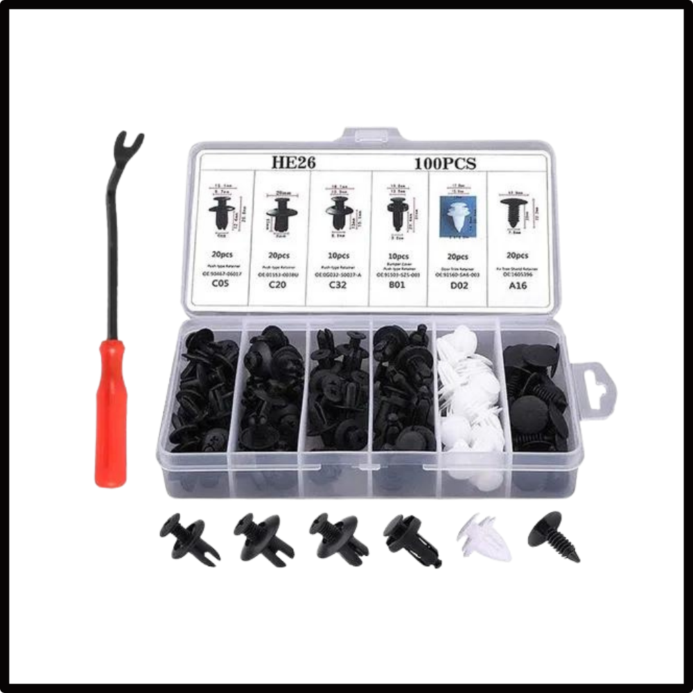 Kit de 100 clips automotivos Tools para painel de porta de carro, peças de reposição para veículos e motos.