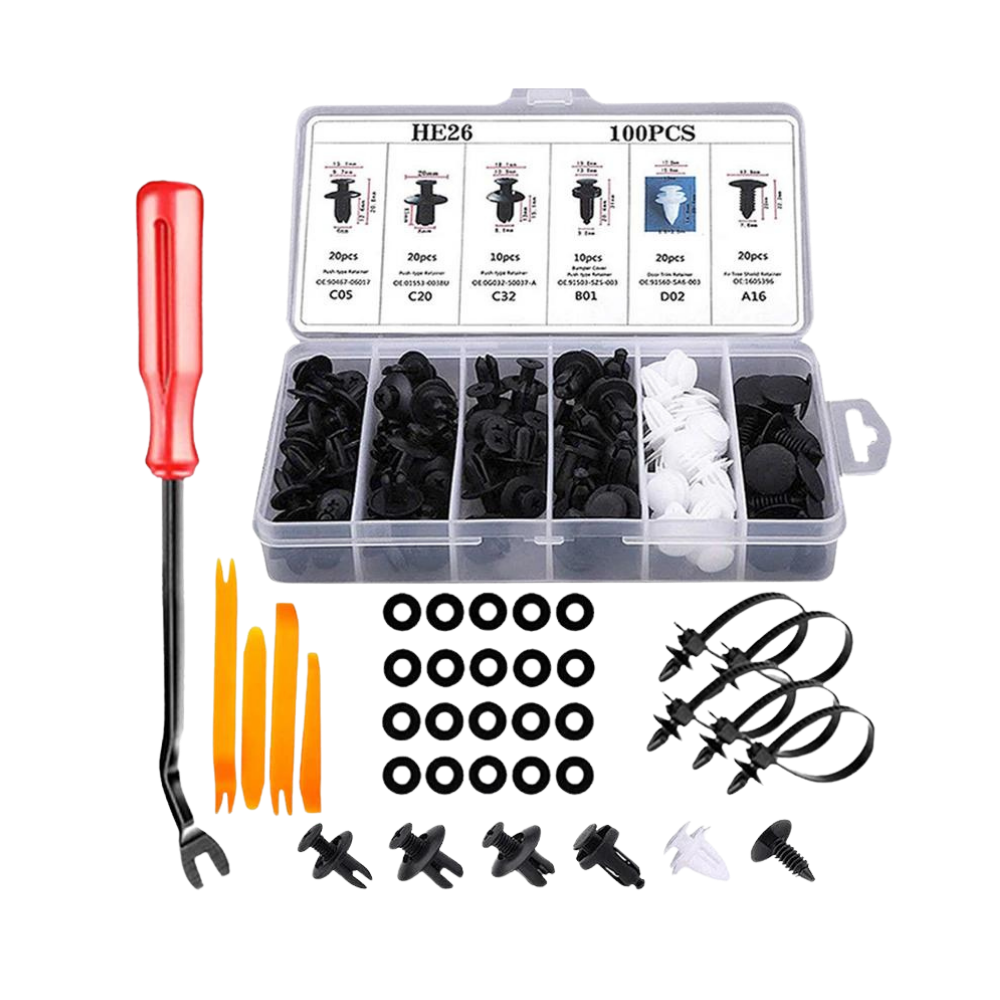 Kit de 100 clips automotivos Tools para painel de porta de carro, peças de reposição para automóveis e motos.