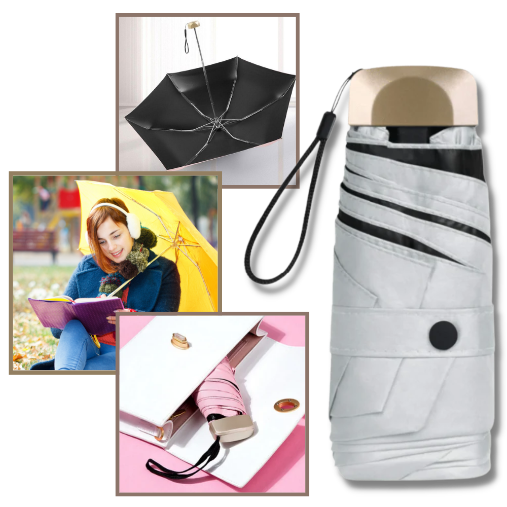 Parasol de bolso cinza Toptie com proteção UV para uso ao ar livre, compacto e portátil.