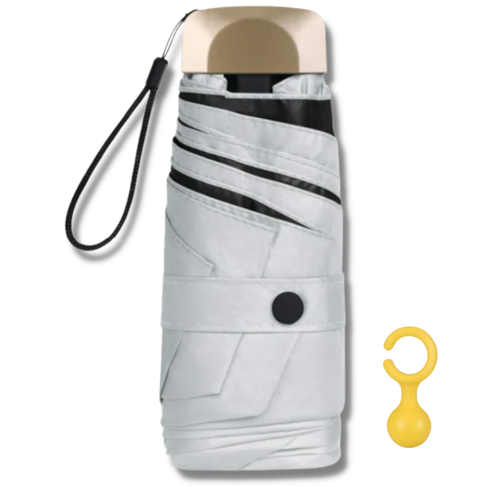 Guarda-chuva de bolso cinza Toptie com proteção UV, ideal para uso ao ar livre e proteção contra raios solares.