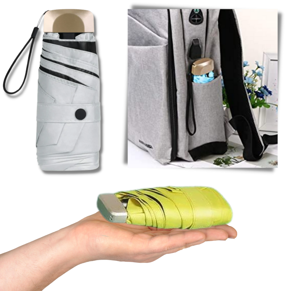 Paraguas de bolso Toptie com proteção UV para uso ao ar livre, em tom cinza, compacto e leve para proteção contra o sol.