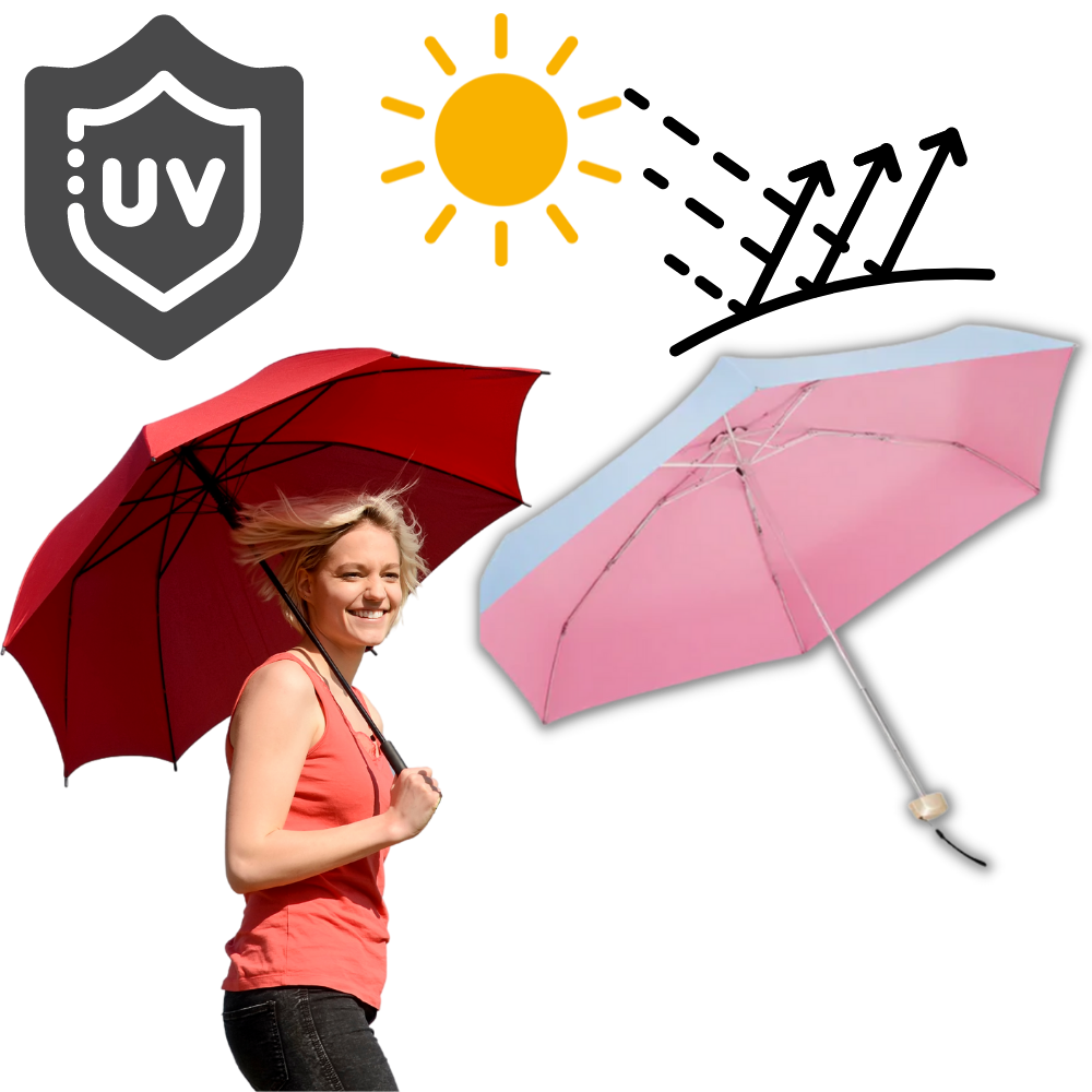 Parasol de bolso Toptie com proteção UV, compacto e cinza, ideal para atividades ao ar livre.