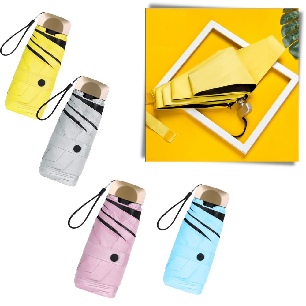 Parasol de bolso Toptie com proteção UV para atividades ao ar livre, cinza, compacto e leve.