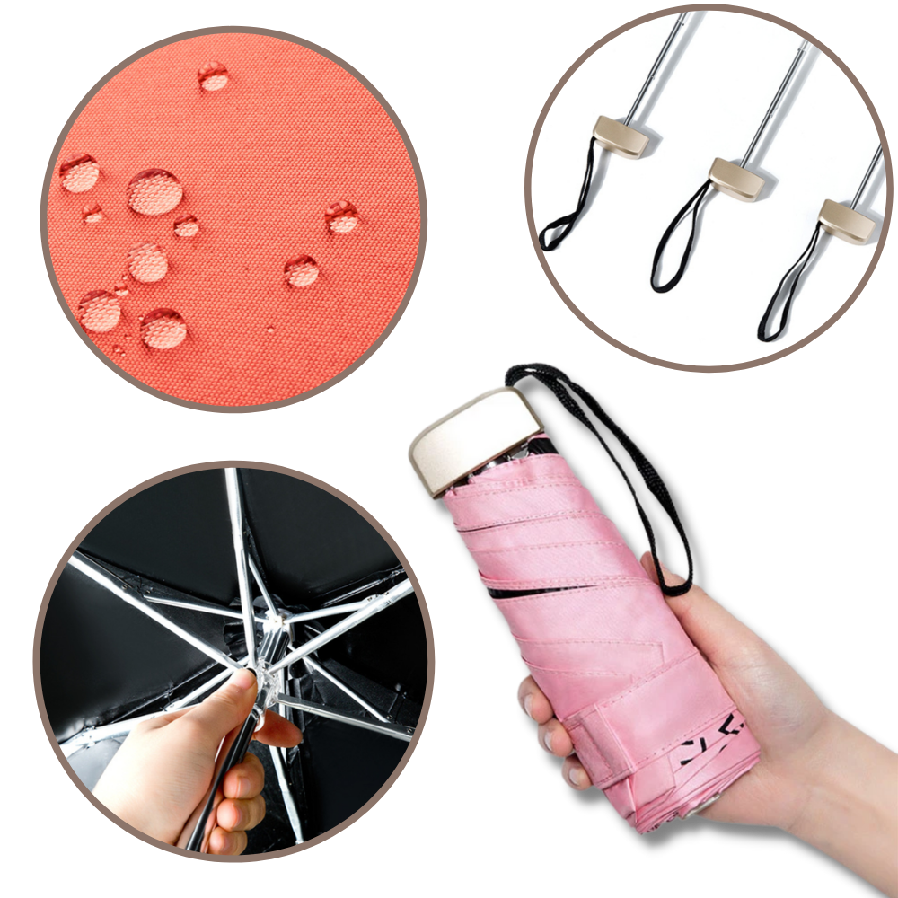 Parasol de bolso cinza Toptie com proteção UV, ideal para atividades ao ar livre, compacto e leve para transporte fácil.