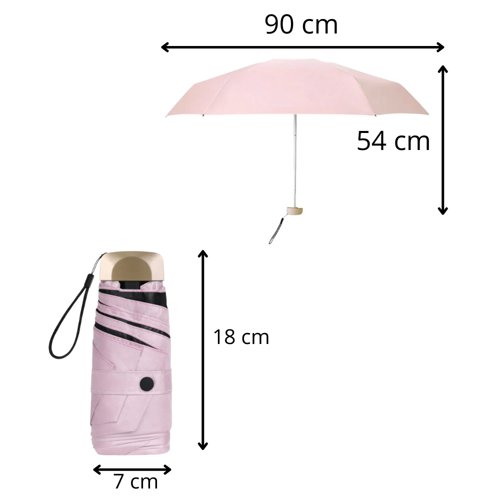 Parasol de bolso Toptie com proteção UV, portátil e cinza, ideal para atividades ao ar livre e proteção solar.