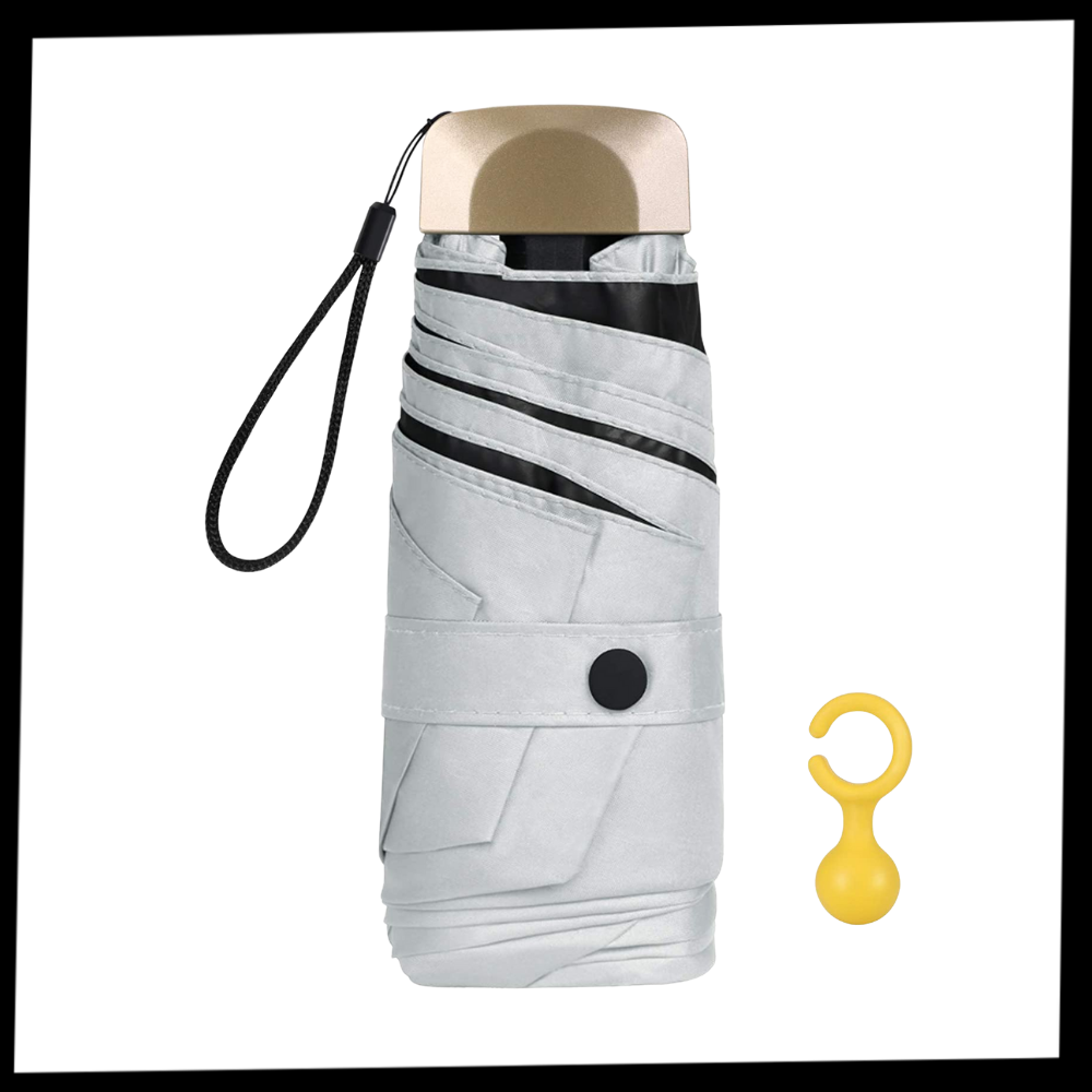 Parasol de bolso Toptie para uso ao ar livre, com proteção UV, em cor cinza, compacto e leve para proteção contra sol.