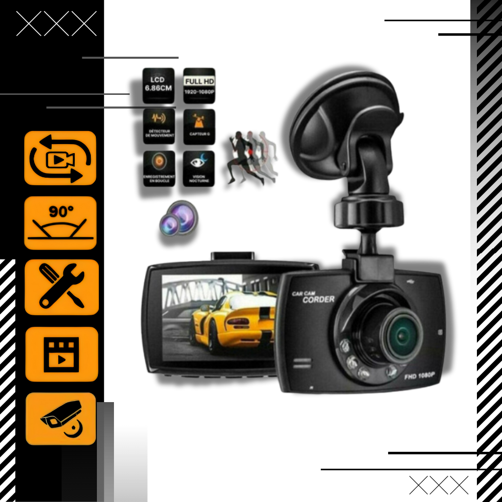 Câmera de trânsito Topunion, gravador de condução HD 1080p com duas câmeras para veículos eletrônicos.