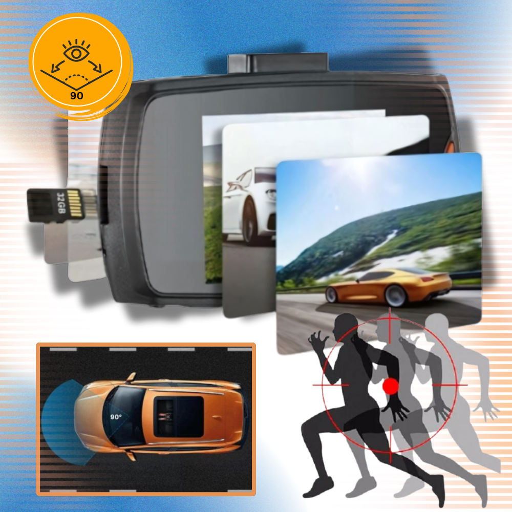 Câmera de vídeo para veículos Topunion, gravador inteligente HD 1080p com duas lentes para registro de condução.