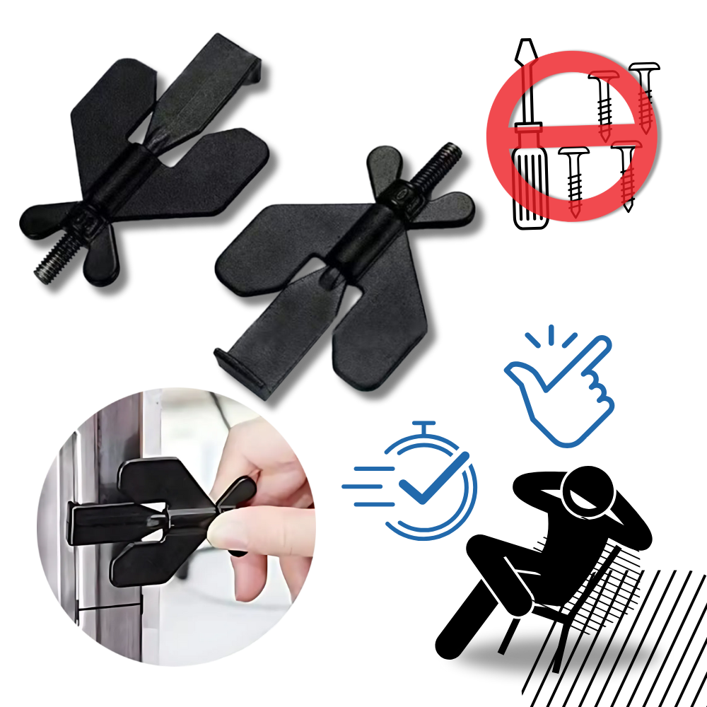 Verrou de porte de voyage universel Toseery, sans perçage, na cor preta, feito para segurança de portas durante viagens.