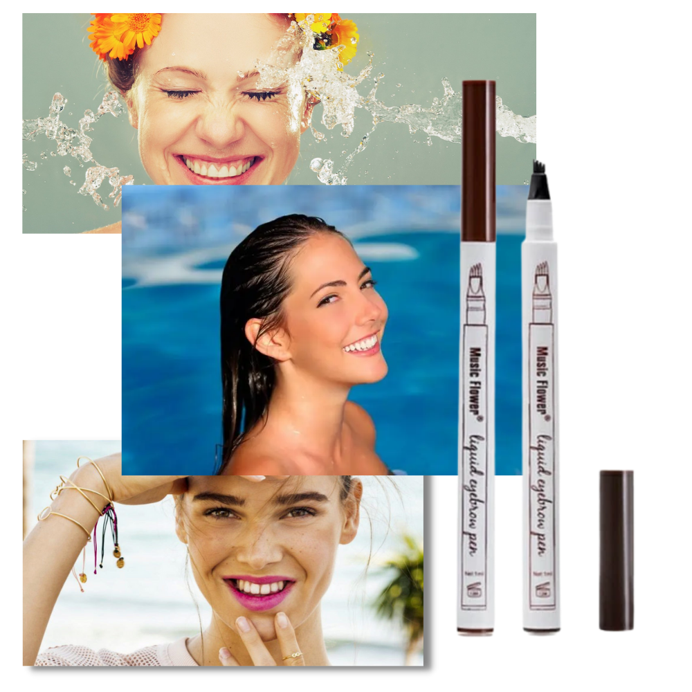 Caneta microblading impermeável à água da marca Totoka, cosméticos para maquiagem de sobrancelhas, em acabamento preto.