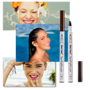 Caneta microblading impermeável à água da marca Totoka, cosméticos para maquiagem de sobrancelhas, em acabamento preto.