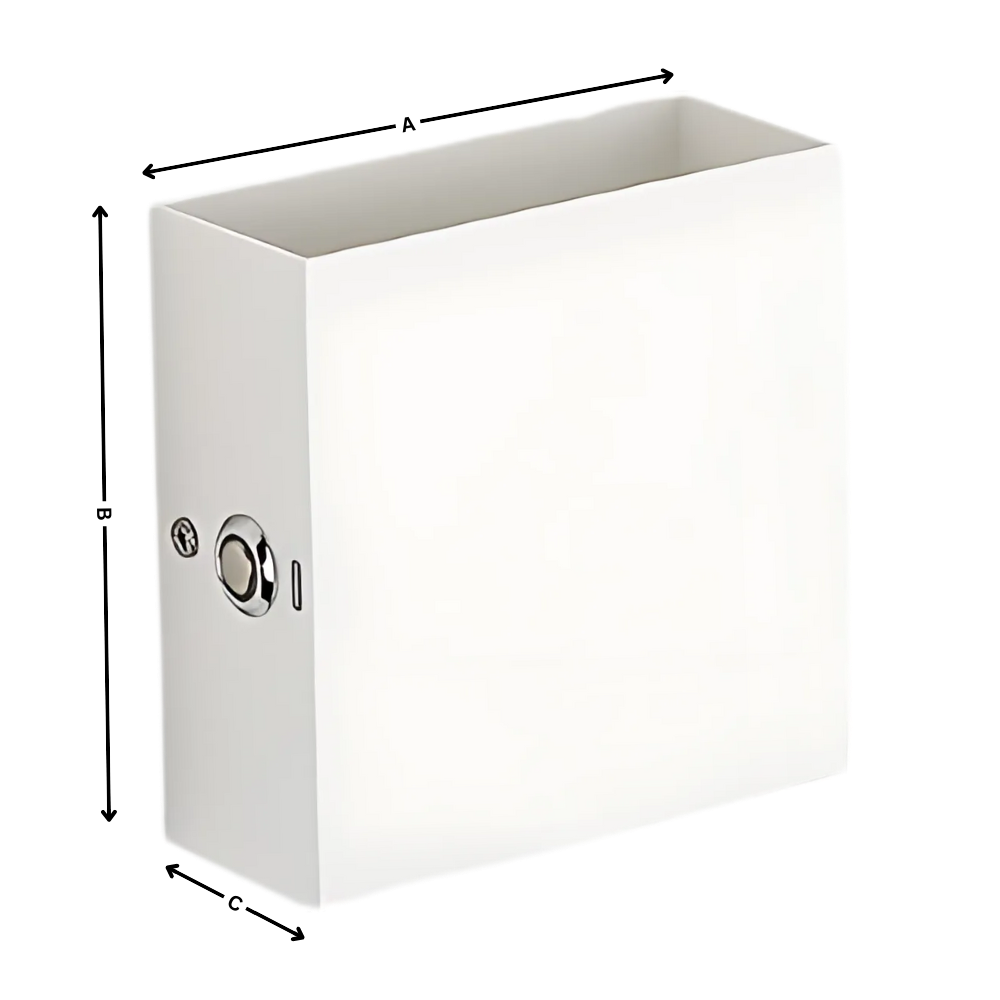 Luminária de parede Táctil Fsliving com dimmer, mostrada na imagem com dimensões e controle de luz ajustável