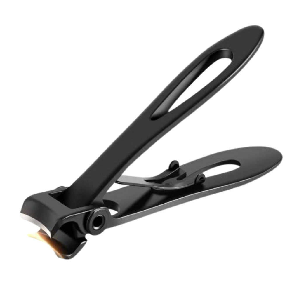 Cortador de unhas Toyfunny de aço inox com grande abertura, ferramenta de cosméticos para unhas, acabamento preto.