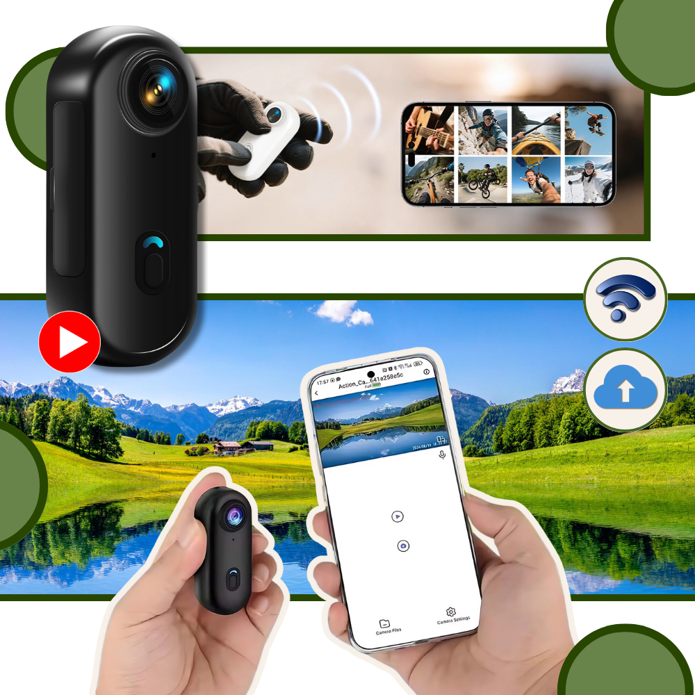 Objetiva para câmera de ação Trail Pro da Sjcam, mostrando captura de vídeo em ambiente ao ar livre.