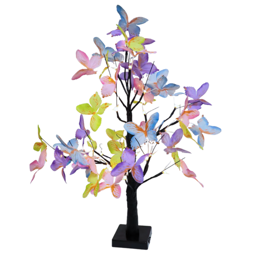 Árvore luminosa de interior com luzes de fada, decorativa, com flores e plantas artificiais da marca Mimo Tech.