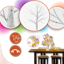 Árvore luminosa de interior com flores artificiais, iluminação suave, marca Mimo Tech, decorativa e elegante para ambientes internos.