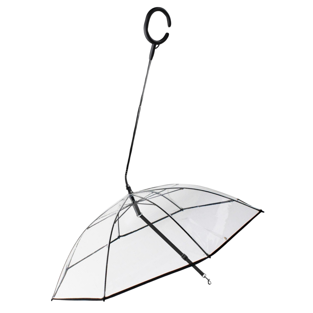 Laisse parapluie transparente para cachorro da Mewmewcat, proteção contra chuva com cobertura transparente para pets.