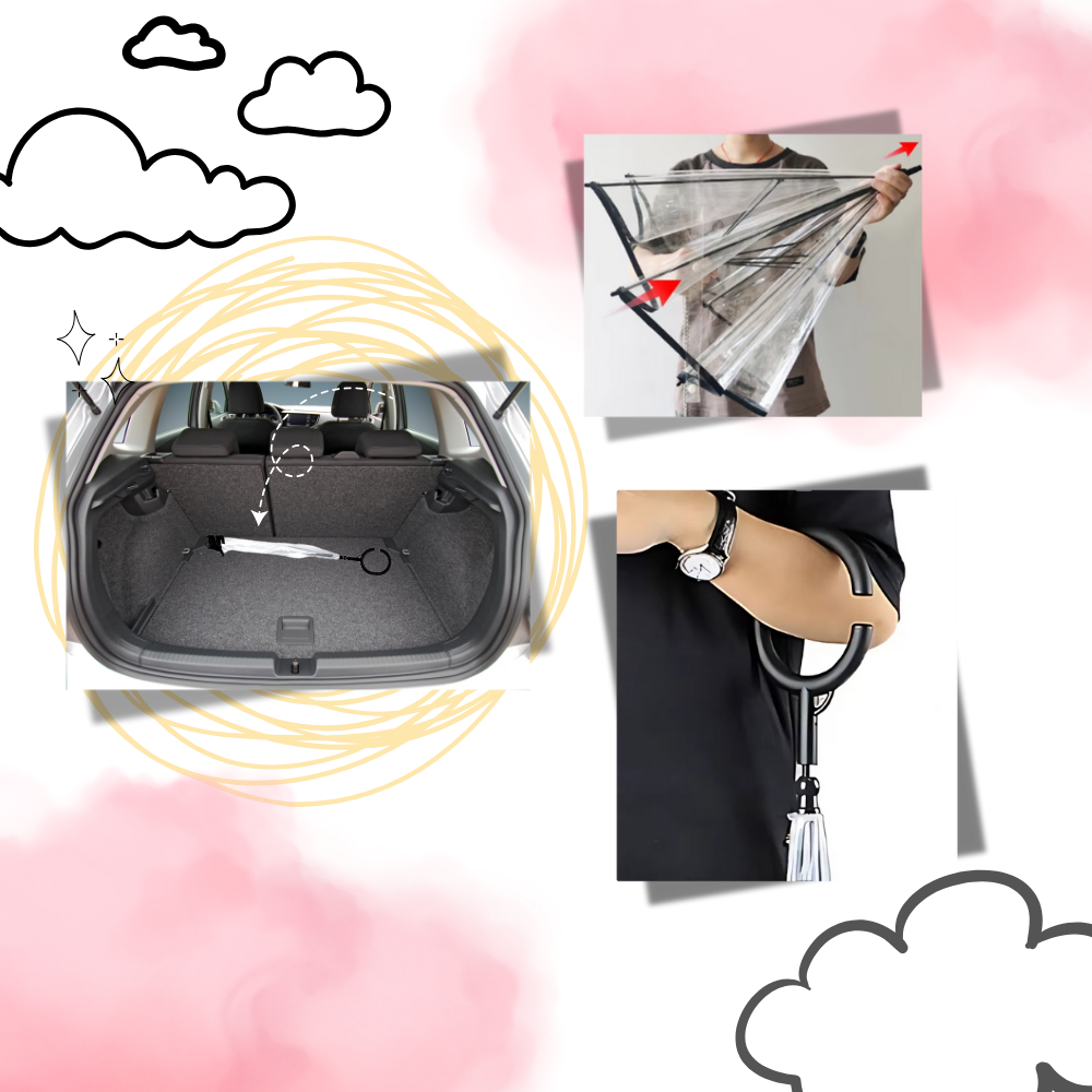 Laisse parapluie transparente para cachorro da Mewmewcat, proteção contra chuva, leve e ideal para passeios ao ar livre.