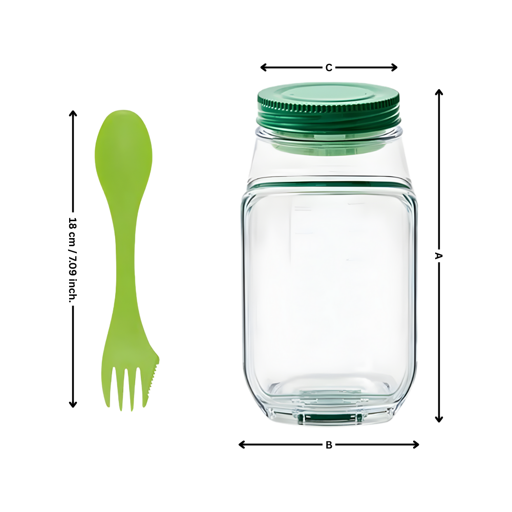 Pote transparente da Aladdin para salada com abertura lateral, ideal para armazenamento de alimentos.