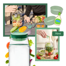 Bocal transparente da Aladdin para salada com abertura lateral, armazenamento de alimentos frescos e convenientes.